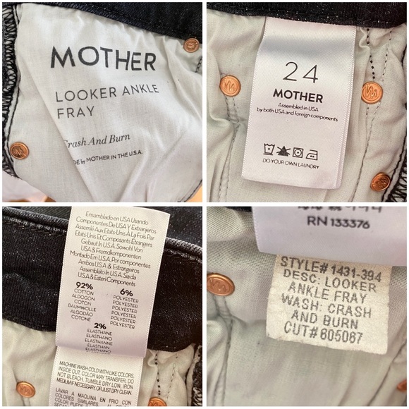 MOTHER STRETCH FADED BLACK DISTRESSED CRASH BURN LOOKER ANKLE FRAY SKINNY JEANS - Picture 11 of 13